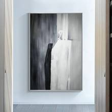 Pintura Decorativa moderna abstracta para sala de estar, Fondo de sofá para pasillo de entrada, pintura al óleo pintada a mano en blanco y negro 2024 - compra barato