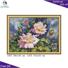 Joy Sunday Rose Needlework H772 14CT 11CT Counted and Stamped Home Decor Vintage Rose Flowers Embroidery DIY Cross Stitch kits 2024 - buy cheap