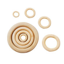 Anéis de madeira natural anéis de madeira sem pintura suave inacabado círculos de madeira para artesanato diy bebê dentição anel pingente conectores 2024 - compre barato