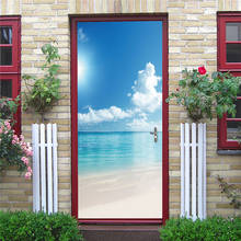 3D Door Sticker Nature Beach Mural Wallpaper for Doors Home Decoration Removable Waterproof Decals Posters Living Room Bedroom 2024 - buy cheap