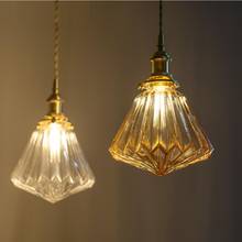 Glass Pendant Light Nordic Pendant Lamp Copper Lamp Brass Creative Minimalist E27 Transparent Lampshade For Restaurant Light 2024 - buy cheap