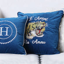 Funda de cojín de tigre rugiente, bordado de terciopelo de lujo, Cojines Decorativos Para sofá, Coussin 2024 - compra barato