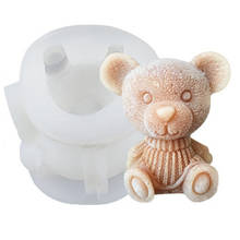 Molde de silicona para jabón de oso tejido 3D, molde para Borde de pastel, Fondant, Chocolate, utensilios de cocina de decoración, Acce para hornear, 1 Uds. 2024 - compra barato