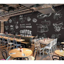 3d preto e branco graffiti mural sobremesa loja de café fundo da parede pizza loja restaurante ocidental auto adesivo papel de parede 2024 - compre barato