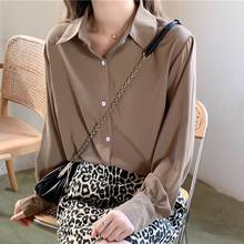 Summer Women Solid Shirt Chic Office Ladies Casual Tops and Shirts Korean Long Sleeves Blouses Shirts Female 2024 - buy cheap