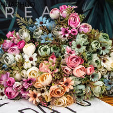 12heads/1 bundle Silk tea roses Bride bouquet for Christmas home wedding new Year decoration fake plants artificial flowers 2024 - купить недорого