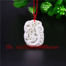 Natural branco chinês jade dragão phoenix pingente colar charme jóias esculpidas amuleto moda presentes para mulher 2024 - compre barato