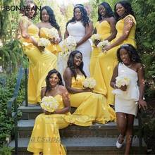 2021 Yellow Bridesmaid Dresses Mermaid Sweetheart Bridesmaid Dress Floor Length Wedding Party Dress for Women's 2024 - buy cheap