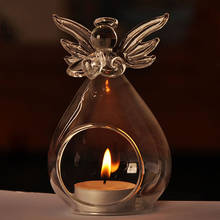 Suporte de velas criativo de anjo, vidro transparente, luminária pendurada em cristal, armazenamento de castiçais, decoração de casa, sala, festa, venda imperdível 2024 - compre barato