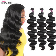 Ishow-aplique ondulado de cabelo peruano, 3 pacotes de cabelo não-remy, 30 tamanhos com 38 tamanhos, cabelos de cor natural 2024 - compre barato