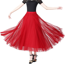 Sexy Women Girls Ballroom Standard Dance Skirt Mesh Long Swing Dancing Dress Waltz Tango Skirts Practice Outfits 4 Sizes 2024 - buy cheap