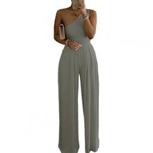 Romper Oblique Shoulder Wide Leg Female Ladies Solid Casual Office Jumpsuit Sexy Backless Night Club Party Overall  2024 - buy cheap