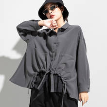 Женские блузки с отложным воротником Johnature, однотонные свободные рубашки в стиле пэчворк, для зимы, 2021 2024 - купить недорого