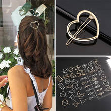 Hair Accessories Fashion Metal Geometric Circle Shape Hair Clip Triangle Hair Clip Pin Headwear Barrettes Hairband Moon Circle 2024 - buy cheap