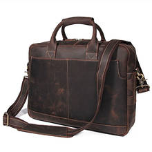 Vintage Crazy Horse Leather Men Briefcases Business Bag tote Genuine Leather  laptop Briefcase Men Shoulder Bag Handbag 2024 - buy cheap