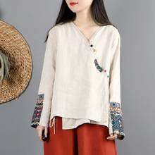 Ladies Chinese Tops 2021 Spring Cotton Linen Blouses Oblique Shirt Qipao Cheongsam Top Hanfu Chinese Style Clothing Women 12415 2024 - buy cheap