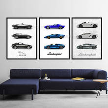 Supercars vintage auto carro nórdico lona posters papel de parede decorativo imagem para sala estar 2024 - compre barato