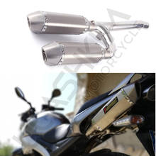Выхлопной глушитель FZ6S FZ6N для мотоцикла, глушитель без застежки на всю систему, труба без шнуровки для Yamaha FZ6 FZ6N S2 FZ6S Fazer 600 2024 - купить недорого