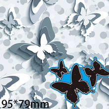 Металлический Трафаретный вырубной штамп три бабочки новые украшение для альбома шаблон тиснение "сделай сам" Бумага карты Ремесло 95*79 мм 2024 - купить недорого