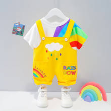 Infant Baby Clothing 2022 Summer New Children's Short-sleeve Suit Baby Boys Fashion Clothes Baby Girls Rainbow Bib Two-piece Set 2024 - buy cheap