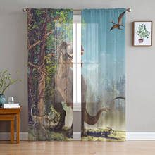 3D Dinosaur Primeval Forest Gauze Curtains For Children's Bedroom Kitchen Screen For Living Room Holiday Decor Voile Curtain 2024 - buy cheap