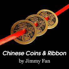 Chinese Coins and Ribbon by Jimmy Fan Magic Tricks Three Coins Penetrate On Off Ribbon Magia Magiciain Close Up Illusion Gimmick 2024 - buy cheap