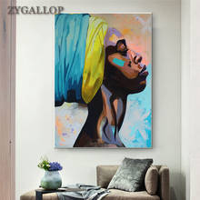 Pintura abstracta de mujer negra sobre lienzo, arte de pared, carteles e impresiones de mujeres africanas, imágenes de pared para decoración de sala de estar, Cuadros 2024 - compra barato