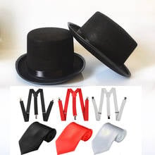 Disfraces de Halloween para hombre y niño, sombrero con tirantes para atar, Gángster rugiente, Chup, accesorios de vestir de lujo, novedad de los años 1920 2024 - compra barato