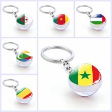 Africa bandeira nacional chaveiro nigéria áfrica do sul chaveiros bola de cristal jóias moda dupla face bola de vidro masculino feminino presente 2024 - compre barato