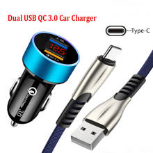 QC 3.0 Metal Dual USB Phone Car Charger For Xiaomi Mi CC9 9T A3 8 9 10 Lite Redmi Note 8T 9S 7 8 9 Pro Type-c USB Charging Cable 2024 - buy cheap