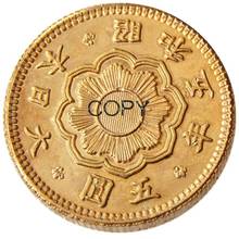 Japón 5 yen-showa 5 años, Meiji 30,36 años copia de moneda chapada en oro 2024 - compra barato