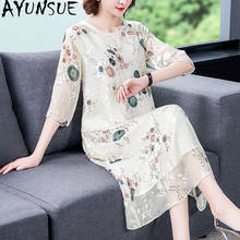 AYUNSUE 2021 Summer Silk Dress Female Vintage Elegant Beach clothes Dress Women Floral Casual Dresses Vestidos De Verano J6699 2024 - buy cheap