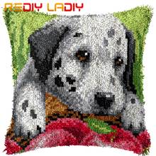 Latch Hook Cushion Kits White Dog Apple Printed Canvas Acrylic Yarn Crochet Pillow Case Sofa Cushion Bed Pillow Hobby & Crafts 2024 - buy cheap