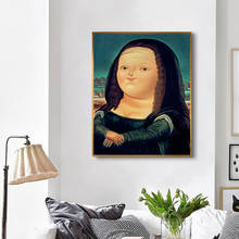 Funny Cartoon Fat Mona Lisa Canvas Painting Nordic Posters and Prints Wall Art Picture for Living Room Home Decoration Cuadros 2024 - buy cheap