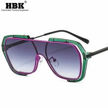 HBK Vintage One Piece Sunglasses For Women Men Oversized Square Sun Glasses Personality Colorful Clear Lens Driving UV400 2024 - buy cheap