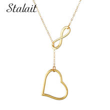 Cute Hollow Heart Infinity Gold Pendant Necklace Boho Link Chain Cross Sequins Long Alloy Necklace For Girl Engagement Jewelry 2024 - buy cheap