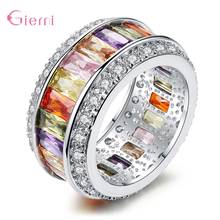 Luxury Brand Bling Jewelry Rainbow Cubic Zirconia CZ Engagement Rings For Women Colorful Cubic Zirconia CZ Eternity Ring 2024 - buy cheap