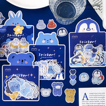 40 folhas/conjunto adesivo conjunto urso azul série diy bonito adesivos ins estilo scrapbooking escola fornecedores artigos de papelaria arte suprimentos 2024 - compre barato