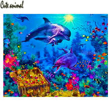 Ocean Dolphin Treasure picture Diy Diamond Painting 5D Full Square Round Drill Diamond Embroidery Sale mosaic handmade Decor New 2024 - buy cheap