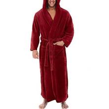 Roupão de inverno masculino, roupa de dormir para casa, pelúcia quente e manga comprida, roupão masculino plus size 2024 - compre barato