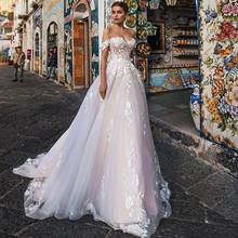 Champagne Pink Wedding Dress Lace off Shoulder Plus Size Bridal Dresses 2021 Corset Back Applique Vintage Wedding Gowns Arabic 2024 - buy cheap