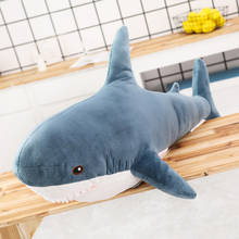 Tubarão de pelúcia gigante, brinquedo de pelúcia macio, almofada de leitura de animal, para presente de aniversário, boneco de almofada para crianças, 15-140cm 2024 - compre barato