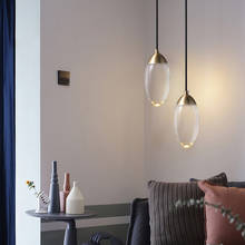 Luminária pendente minimalista moderna de ponta longa com bola de cristal, iluminação de cabeça única led para decoração de quarto de cabeceira 2024 - compre barato