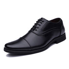 QFFAZ 2021 Genuine Leather Men Dress Shoes Business Formal Office Shoes Male High Quality Breathable Oxfords Flats shoes Men 2024 - buy cheap