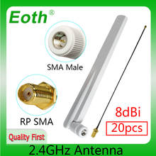 EOTH 10pcs 2.4g antenna 8dbi sma male wlan wifi 2.4ghz antene IPX ipex 1 SMA female pigtail Extension Cable iot module antena 2024 - buy cheap
