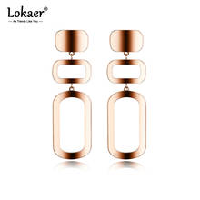 Lokaer-joyería hipérbole de acero inoxidable, colgante rectangular, cóncavo y redondeado, Color oro rosa, E18063 2024 - compra barato