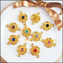 20 nuevos amuletos de corona, conectores de cristal mezclado Retro de Color dorado, 13x19mm 2024 - compra barato