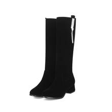 Big Size 9 10 11 Round head pure salad zipper water drill fringed thick-heeled boots 2024 - compre barato