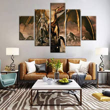 5 Piece Wall Art Canvas Anime Manga Prints Dragon Knight Figure Pictures Modern Painting Decorative Framework Home Posters 2024 - buy cheap