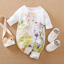 Macacão infantil de algodão, roupa para meninas recém-nascidas, macacão de manga comprida com desenho de cervo, roupa infantil 2024 - compre barato
